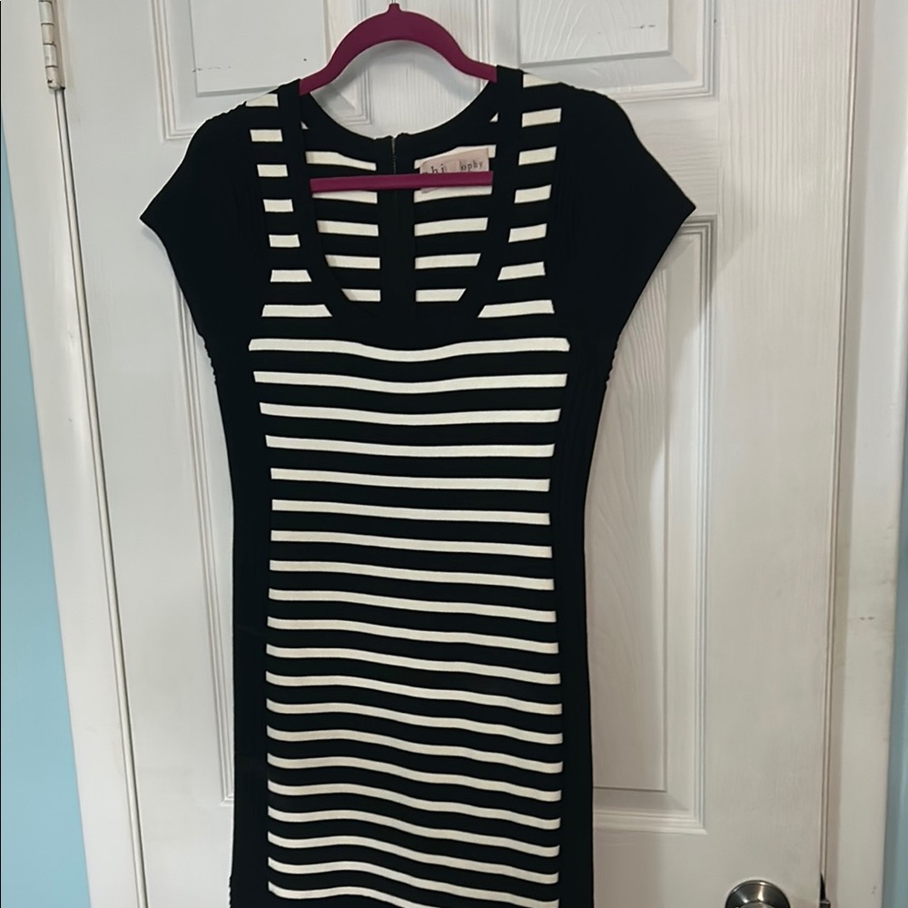 Philosophy Black and White Sheath Mini Dress Scoop Neck
